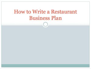 How to Write a Restaurant Business Plan