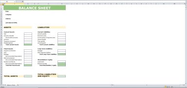 Balance Sheet Excel Template
