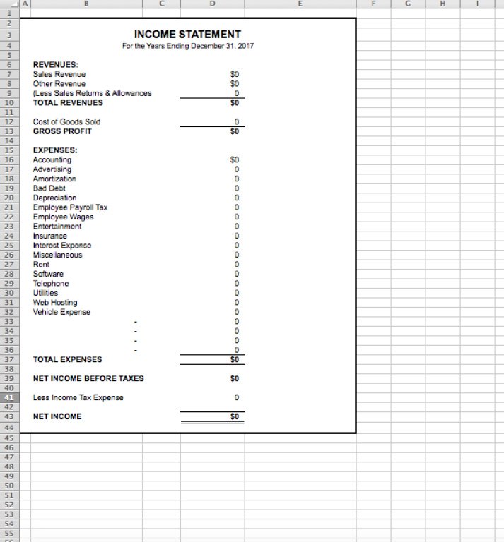 Sample Income Statement Template - Eloquens