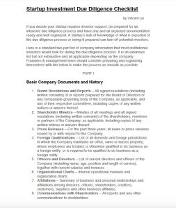 Startup Investment Due Diligence Checklist