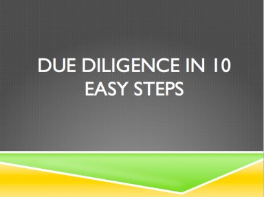 How to Due Diligence in 10 Easy Steps
