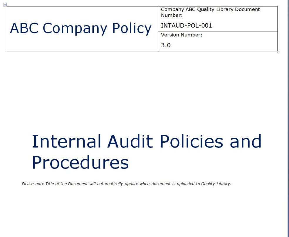 Internal Audit Policy Manual - Eloquens