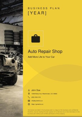 Auto Repair Shop Business Plan Example
