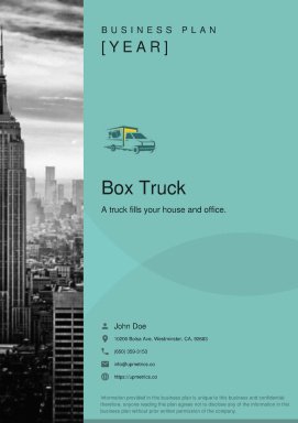 Box Truck Business Plan Example