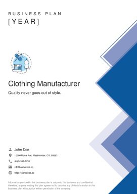 Clothing Manufacturer Business Plan Example