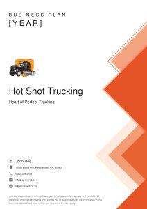 Hot Shot Trucking Business Plan Example