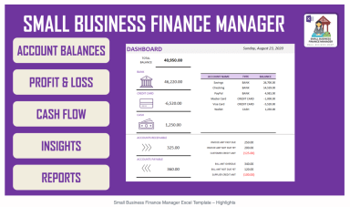 Small Business Finance Manager Excel Template