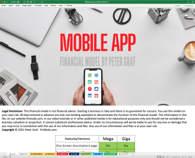 Demo PDF of Mobile App Financial Model MEGA/GIGA