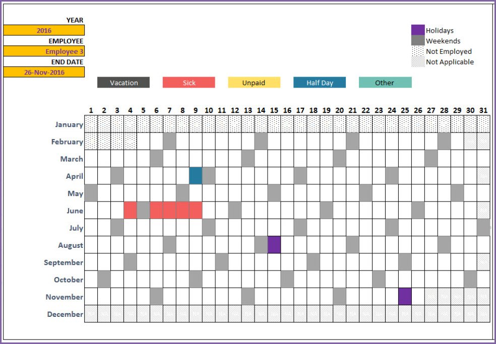 Leave and Vacation Tracker Spreadsheet Eloquens