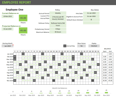 PTO (Paid Time Off) Balance Calculator for Hourly Employee