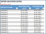 Employee Vacation Planner Excel Template