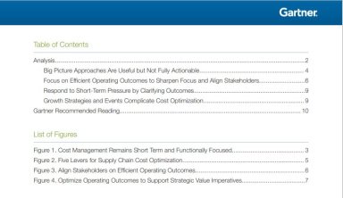Gartner Research document - Focus on Operating  Outcomes, Not Reduction  Targets, to Optimize  Supply Chain Cost