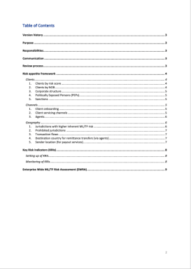 Money Laundering and Terrorist Financing (ML/TF) Risk Appetite Statement Template