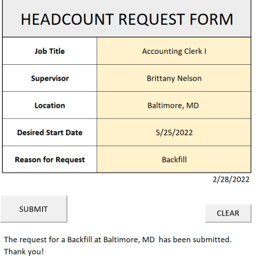 Headcount Request Form