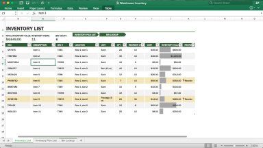 Warehouse Inventory Management Excel Template