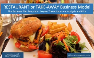Restaurant / Take-away Business Model & Business Plan Template - 10-year Three Statement Analysis