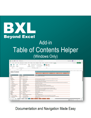 BXL Table of Contents Creator/Manager Add-in