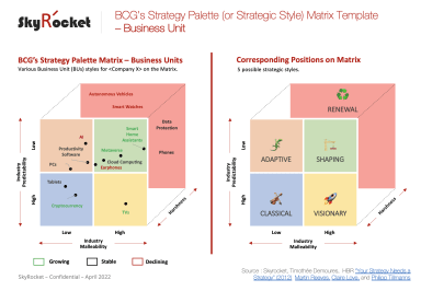 BCG's Strategy Palette (or Strategic Style) Matrix Template