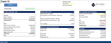 Hydrogen Gas- Tariff Calculator with Integrated Financial Statement and Cash Waterfall