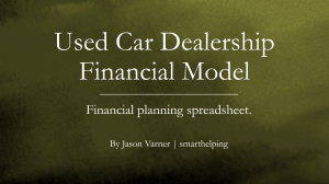 Used Car Dealership - 5 Year Pro-Forma Excel Financial Model