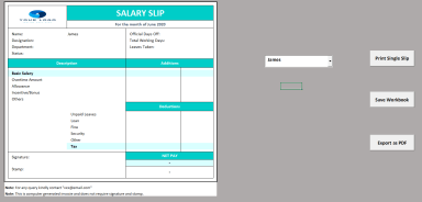 Payroll and Salary Slip Excel Template