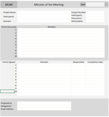 Minutes of meeting Excel Template