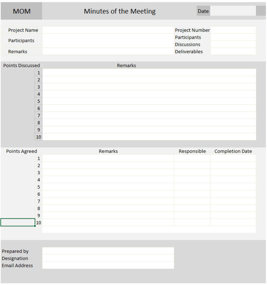 Minutes Of Meeting Excel Template Eloquens