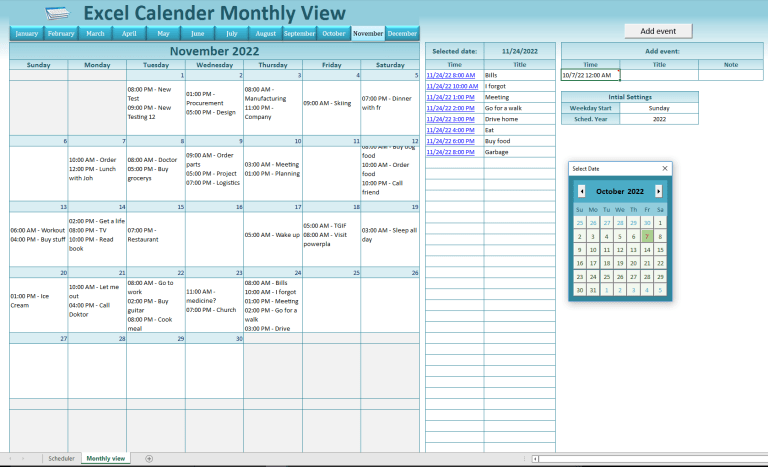 Dynamic Appointment Scheduler / Calendar Monthly View - Eloquens