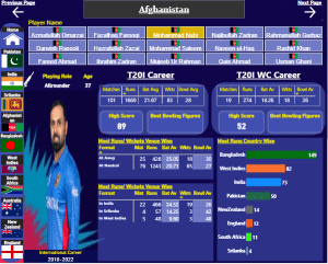T20 Cricket World Cup 2022 Dashboard