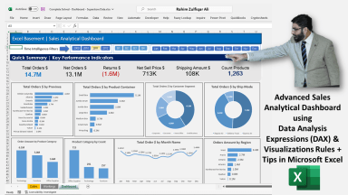 Excel Analytical Dashboard -  Data Analysis Expressions (DAX), POWER PIVOT & Visualizations
