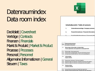 Datenraumindex - Data Room Index - bilingual in German and English | M&A document - Excel template