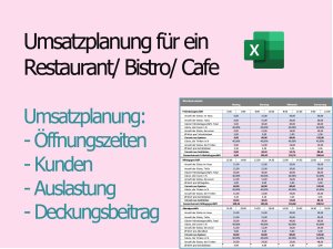 Revenue planning for a restaurant/ bistro | Umsatzplanung für ein Restaurant/ Bistro | Excel template in GER
