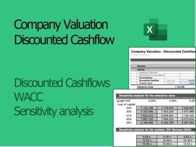 DCF - Discounted Cashflow - DCF Company Valuation - Excel Template | M&A documents