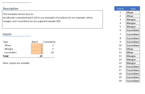 Automated product distribution (batch of products) across a general sample