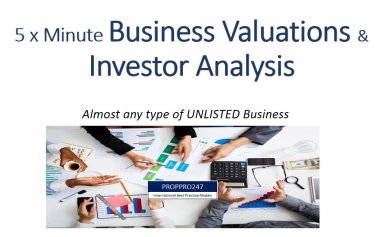Business Valuations made easy for Unlisted Business. Automated Cash Flow, NPV, IRR, MIRR with PE Ratio