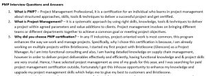 PMP - Project Management Professional Interview 12 Key Questions and answers