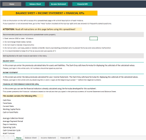 Balance Sheet + Income Statement + Financial KPIs Template