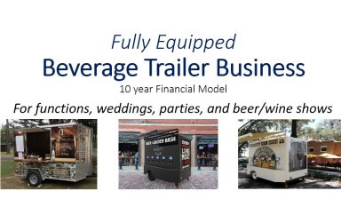 Beverage Trailer Financial Model - Self-pour or manual - 10 year Three Statement Analysis