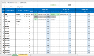 WEEKLY WORK SCHEDULE & PAYROLL MANAGEMENT