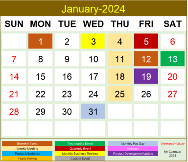 Excel Calendar Template – Excel Calendar 2024,2023 or any year