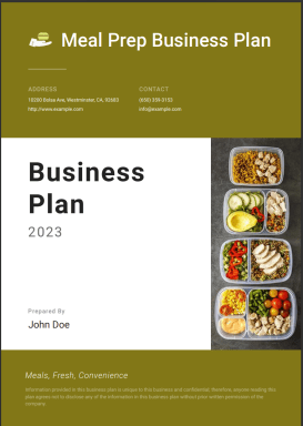 Meal Prep Business Plan example