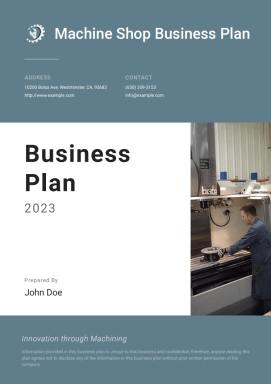 Machine Shop Business Plan