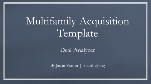 Multi-family Real Estate - Joint Venture Model - IRR Hurdles, Refinancing, and Exit Assumptions
