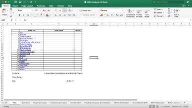 M&A Analysis Bank Excel Model