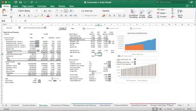 Multiple Currency Analysis and Development Analysis in Solar Plant Excel Model