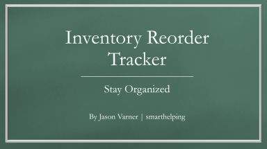 Inventory Manager for Re-Order Planning Excel Model