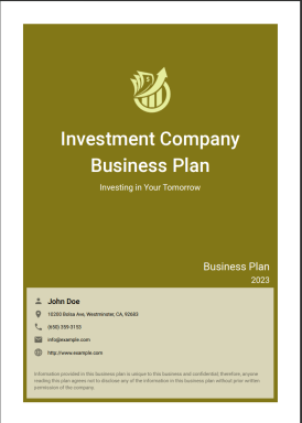 Investment company business plan