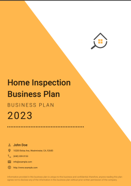 Home Inspection Business Plan Example