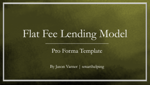 Flat Fee Lending Business: Startup Financial Model