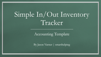 Simple In/Out Inventory Management Excel Template  - 1 Location -